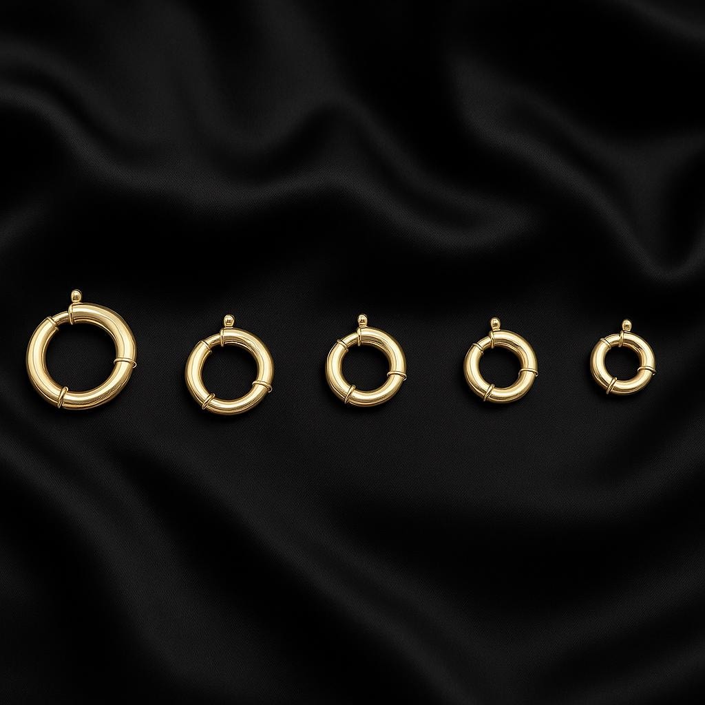 [N-SGSCF-A10MM] 14K Solid Gold Sailor Clasp | Spring Ring Necklace Connector & Charm Holder | 10-16mm Jewelry Finding (A - 10mm)
