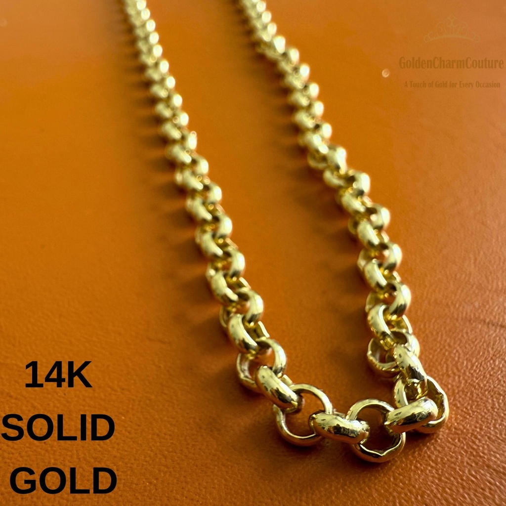 [N-SGROC-215-6.5IN] 14K Solid Gold Rolo Chain Necklace | 2.15mm Dainty Link | Minimalist Everyday Layering (6.5" - 17 cm)