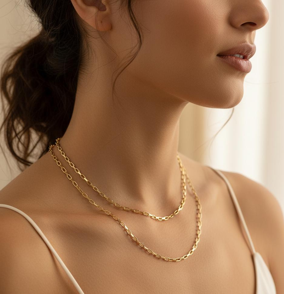 [N-SGBXC-254-6.5IN] 14K Solid Gold Box Chain Necklace | 2.54mm Square Link | Lightweight Everyday Gold (6.5" - 17 cm)