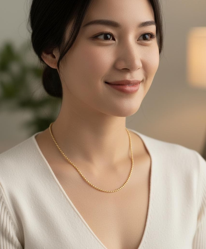 [N-SGBCC-120-6.5IN] 14K Solid Gold Diamond Cut Ball Chain Necklace | 1.2mm Faceted Beads | Everyday Minimalist Gold (6.5" - 17 cm)