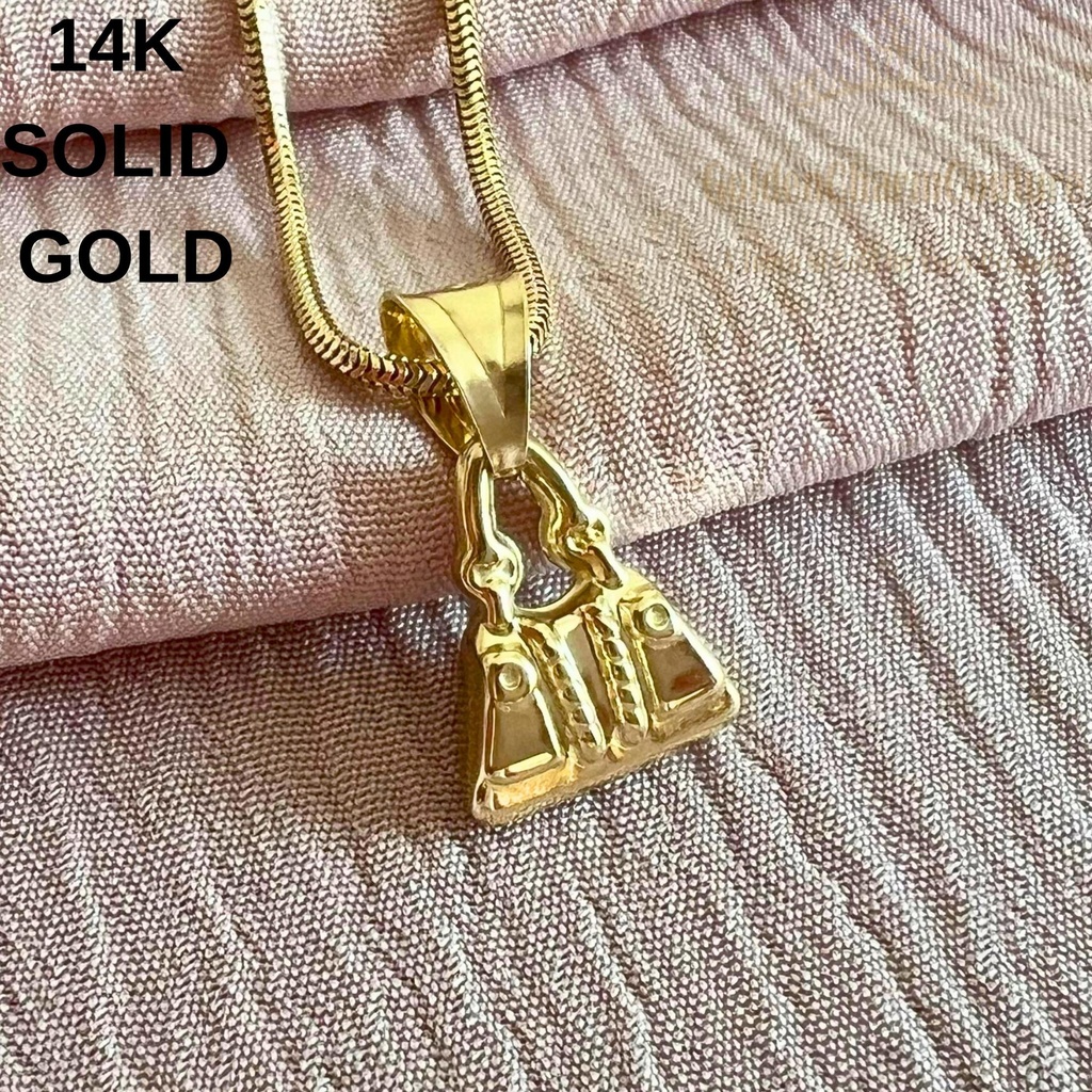 [N-SGHDP-6.5IN-OC] 14K Solid Gold Hand Charm Pendant Necklace | Minimal Modern Statement Jewelry | Unisex Gift (6.5" - 17 cm, Only Charm)