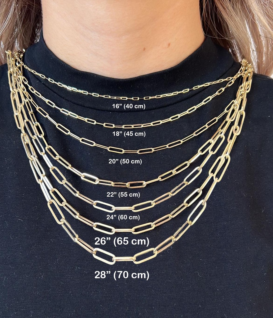 [N-SGPPC-3MM-6.5IN] 14K Solid Gold Paperclip Chain Necklace | Flat Link | Minimalist Everyday Gold (3 mm, 6.5" - 17 cm)