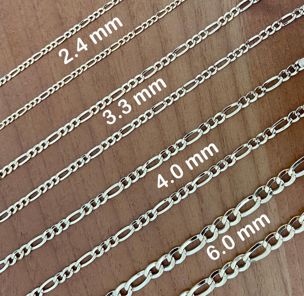 [N-SGFGC-2.40MM-6.5IN] 14K Solid Gold Figaro Chain Necklace | Classic Link Pattern | Unisex Everyday Gold (2.40 mm, 6.5" - 17 cm)