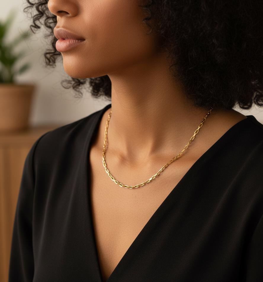 [N-SGBXC-294-6.5IN] 14K Solid Gold Box Chain Necklace | 2.94mm Square Link | Dainty Everyday Gold (6.5" - 17 cm)