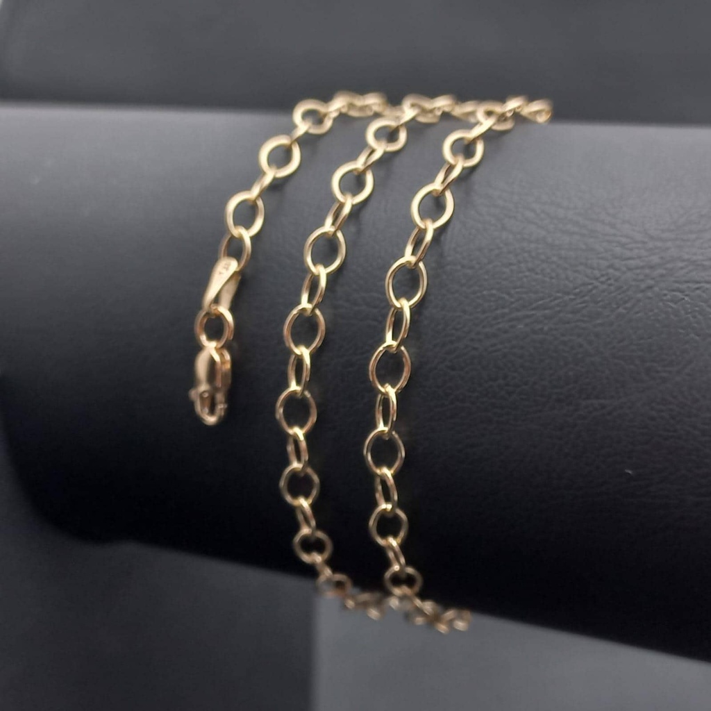 [N-GPORC-6.5IN] 14K Solid Gold Oval Rolo Chain Necklace | Elongated Link | Unisex Minimalist Gold (6.5" - 17 cm)